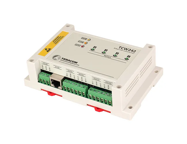 TCW242 | Průmyslový ethernetový IoT modul, 4x DI, 4x AI, 4x relé, 24MB registry
